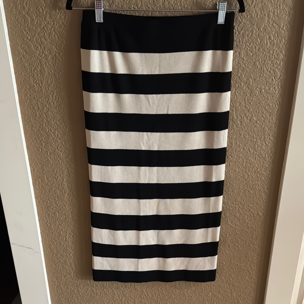Black and White Striped Women's Skirt